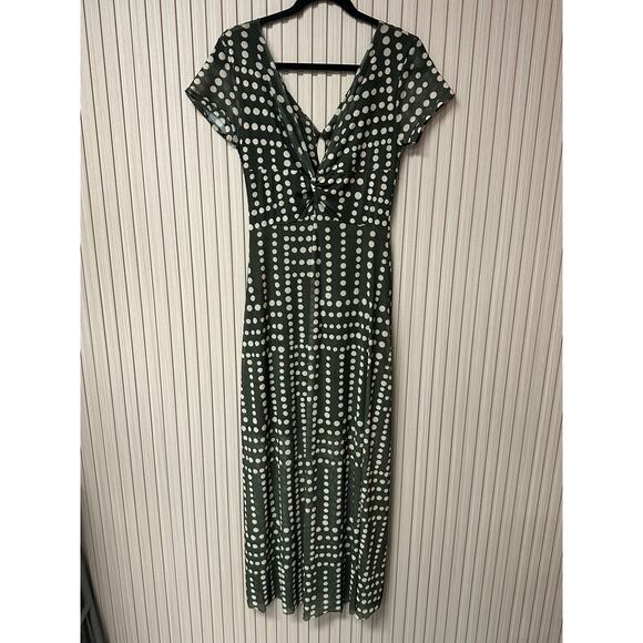 Zinzane Poá Duda Long Tulle Dress - V-Neck Twist Detail Polka Dot Print Size M - Picture 2 of 8